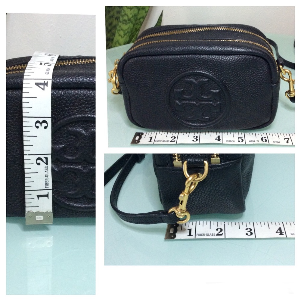 Authentic Tory Burch Perry Bombe Mini Crossbody Camera Bag Leather Purse Black - Picture 16 of 16